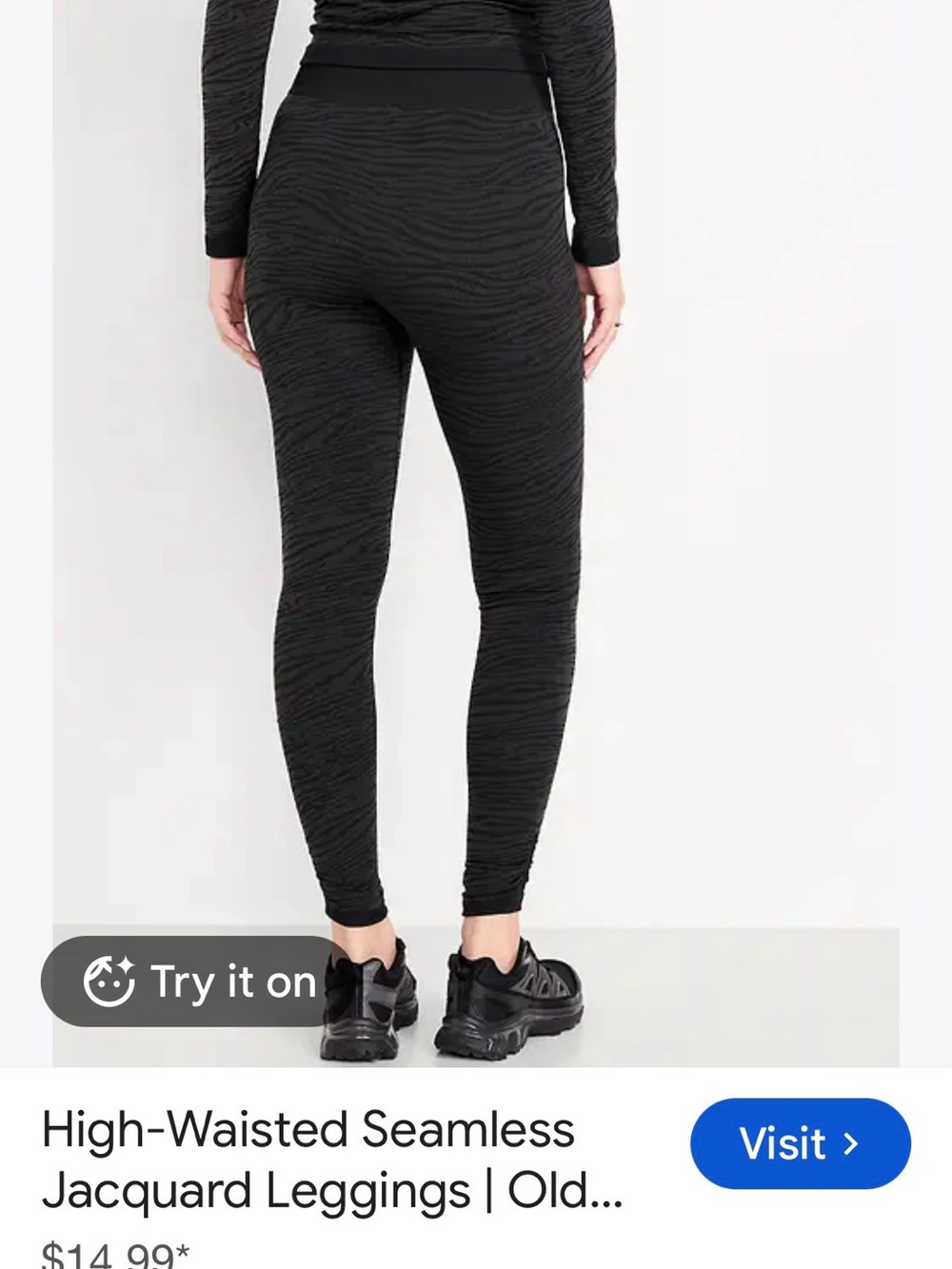 High-Waisted Seamless Jacquard Leggings - Black